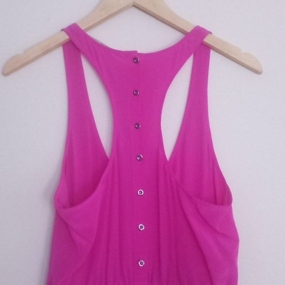 Anthropologie Twelfth Street- Cynthia Vincent Hot Pink Barbiecore Jumpsuit Silk - Picture 6 of 12